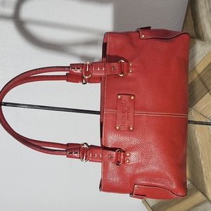 Vintage Kate Spade red leather handbag polka dot lining
